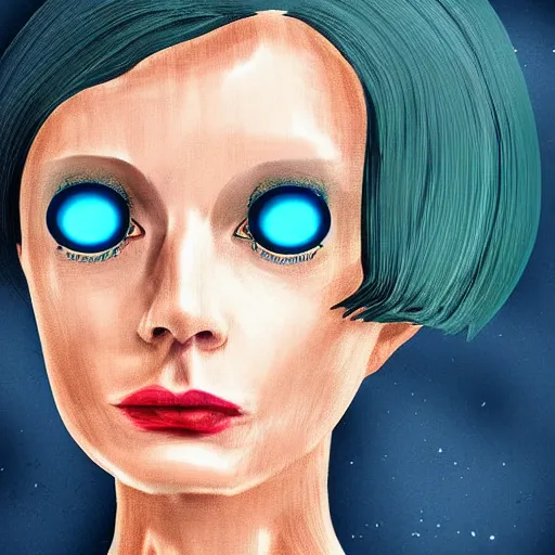 Image similar to portrait of female android, digital art