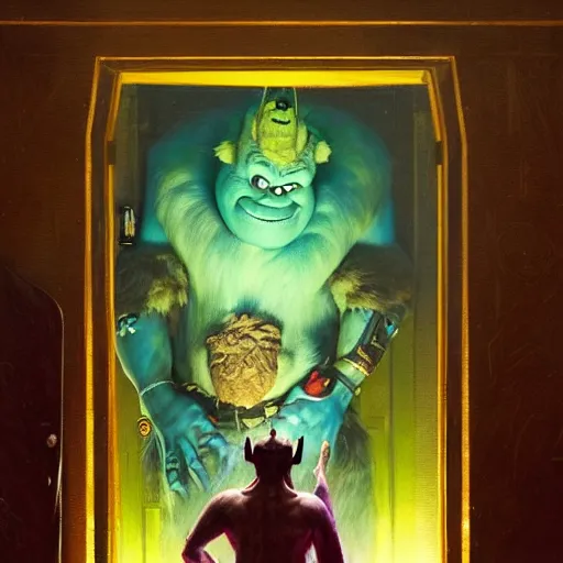 portrait of sulley from monsters inc in front of room, Stable Diffusion