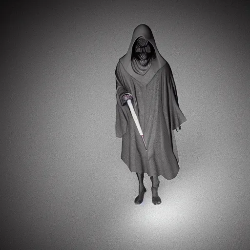 Prompt: grim reaper wraith volumetric light downlight photorealistic extreme detail, sigma 8 5 mm f 1. 8