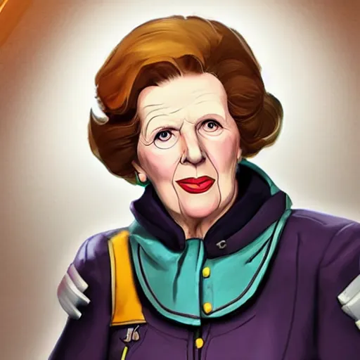 Image similar to new overwatch character, margaret thatcher, the iron lady