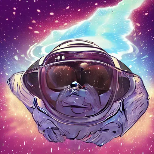 Prompt: waterbear wearing sunglasses in space, epic lighting, realistic, 2d, line art, hyperdetailed
