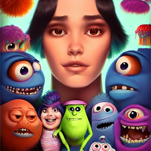 Image similar to monster inc portrait, Pixar style, by Tristan Eaton Stanley Artgerm and Tom Bagshaw.