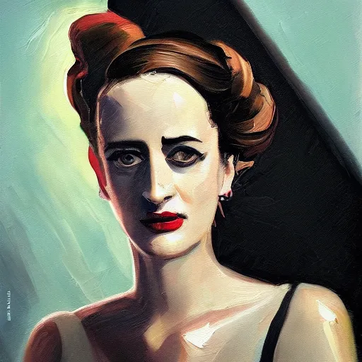 Image similar to modern stylized oil painting caricature of sansa eva green in wheelchair, cinematic dramatic lighting