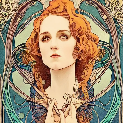 Image similar to an art nouveau illustration in the style of mort kunstler, and in the style of charlie bowater, and in the style of alphonse mucha. floral patterns. symmetry, smooth, sharp focus, semi - realism, intricate detail.