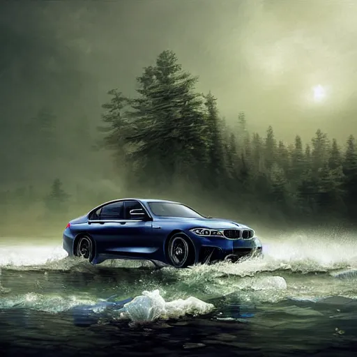 Image similar to bmw by elena vizerskaya and ivan aivazovsky, perfectly detailed, artstation, sharp focus, highly detailed, studio photography, impresion de giclee arte abstracto, award winning