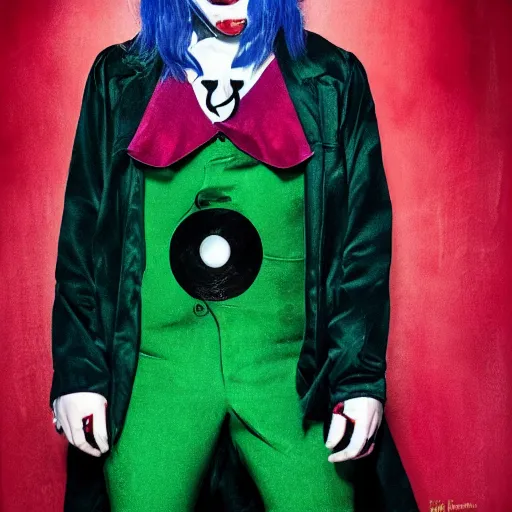 Image similar to billie eilish as a joker 4k