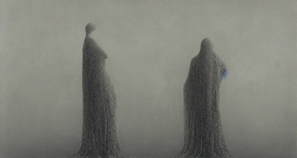 Image similar to the two complementary forces that make up all aspects and phenomena of life, by Zdzisław Beksiński