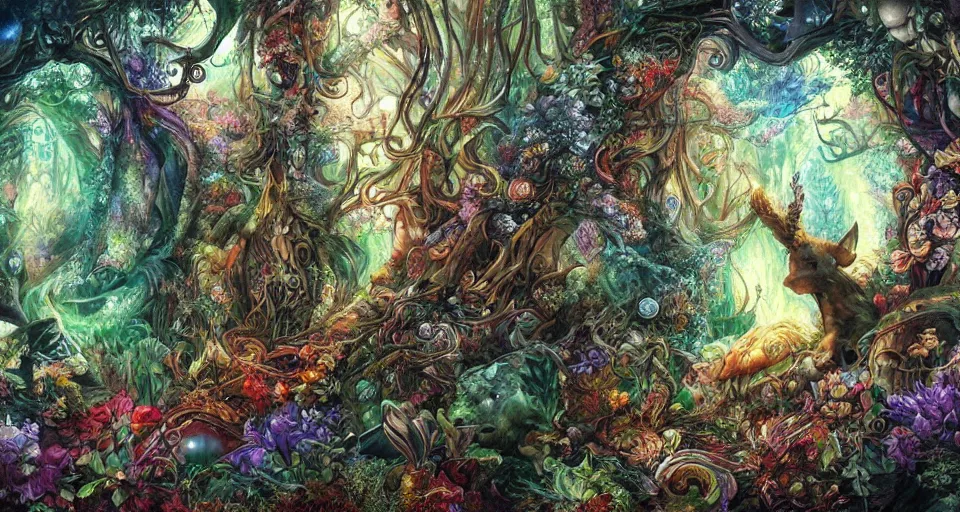 Image similar to Enchanted and magic forest, by Android jones,