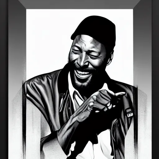 Image similar to portrait of marvin gaye by martin ansin, comics, highly detailed