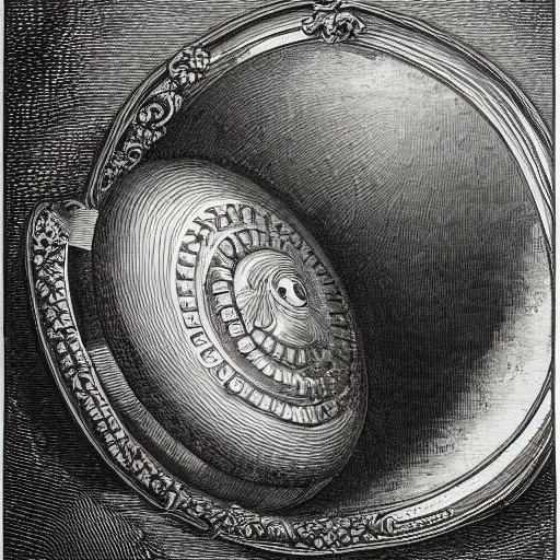 Image similar to HAL 9000, rococo style, by Gustave Doré
