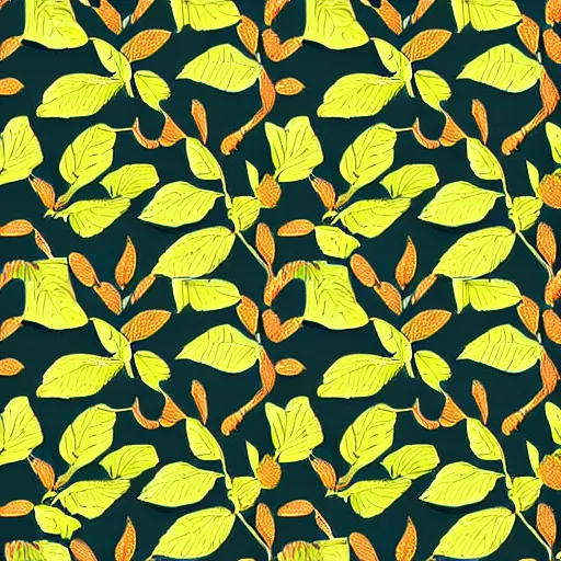 Image similar to seamless pattern of amazon forest leafs, rich colors, mostly green and yellow