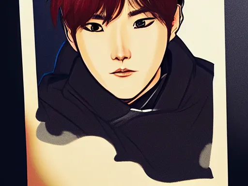 Image similar to portrait MIN YOONGI is ZUKO, night time, dynamic lighting , looking at his FIRE SCAR reflection, +++ super super super dynamic posing, J.C LEYENDECKER, thick eyebrows, super DYNAMIC serious facial expression