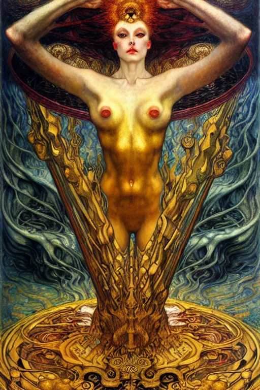 Image similar to Divine Chaos Engine by Karol Bak, Jean Delville, William Blake, Gustav Klimt, and Vincent Van Gogh, symbolist, visionary