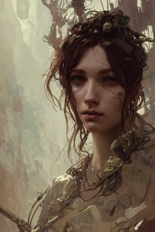 Image similar to A full portrait of a beautiful post apocalyptic Polish explorer, intricate, elegant, highly detailed, digital painting, artstation, concept art, smooth, sharp focus, illustration, art by Krenz Cushart and Artem Demura and alphonse mucha