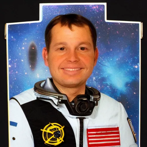 Prompt: id photo of a space officer