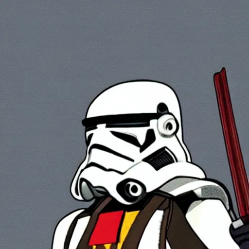 Prompt: a profile picture illustration of a samurai wearing a clone troopers helmet