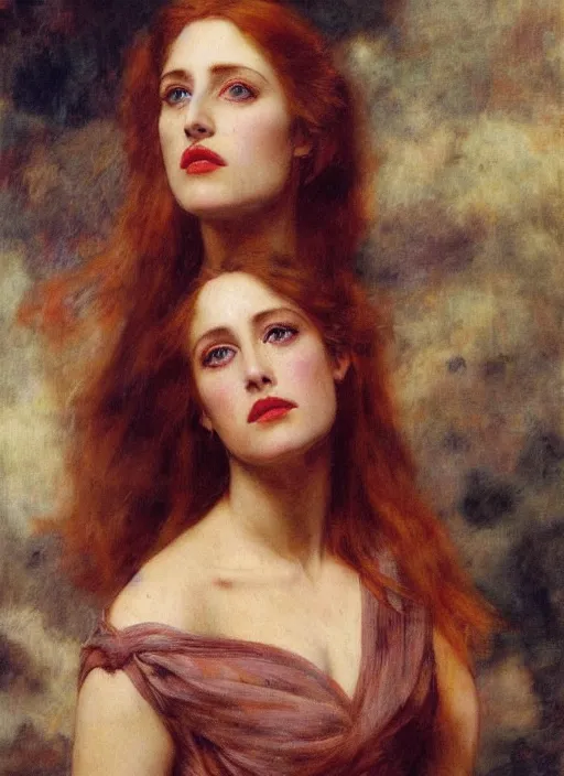 Prompt: a beautiful painting of young gillian anderson by juan luna, pre-raphaelite, detailed, trending on artstation, hd, masterpiece