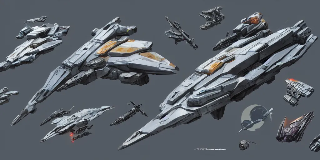 Prompt: Futuristic sci-fi props and gadget, hard surface, collection ,kitbash, parts, artstation, 8k, Shape and form, in watercolor gouache detailed paintings , hull, elite dangerous, star citizen , modular, pieces