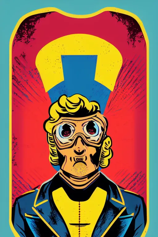 Image similar to fallout 7 6 retro futurist illustration art by butcher billy, sticker, colorful, illustration, highly detailed, simple, smooth and clean vector curves, no jagged lines, vector art, smooth andy warhol style