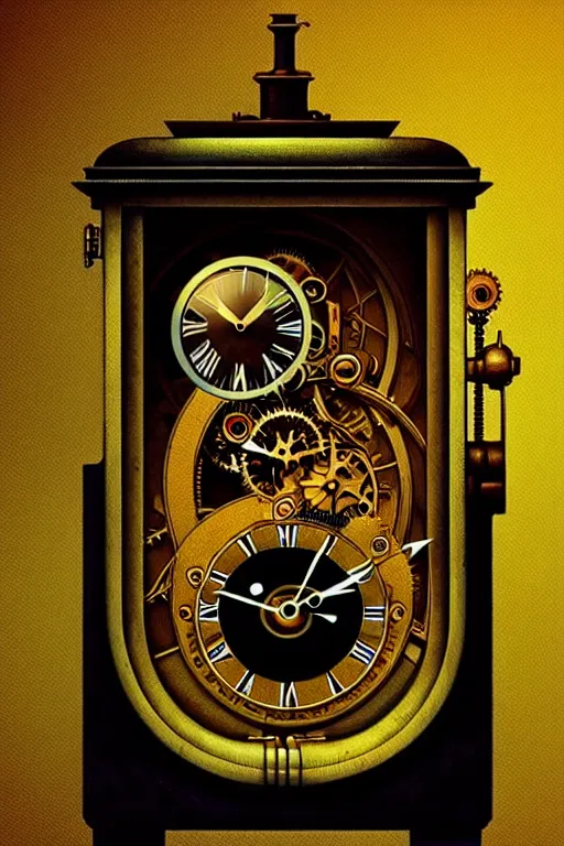 Image similar to steampunk pocket clock, edward hopper and james gilleard zdzislaw beksisnski higly detailed