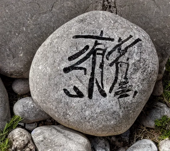 Image similar to ancient text on a rock, written in toki pona language