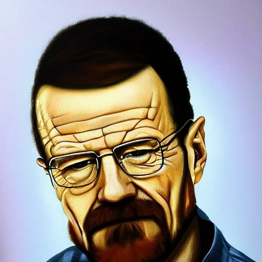 Prompt: oil painting of walter white