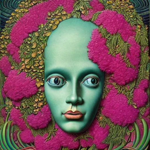 Prompt: Michael Hutter, award winning masterpiece with incredible details, Michael Hutter, a surreal vaporwave vaporwave vaporwave vaporwave vaporwave painting by Michael Hutter of an old pink mannequin head with flowers growing out, sinking underwater, highly detailed Michael Hutter