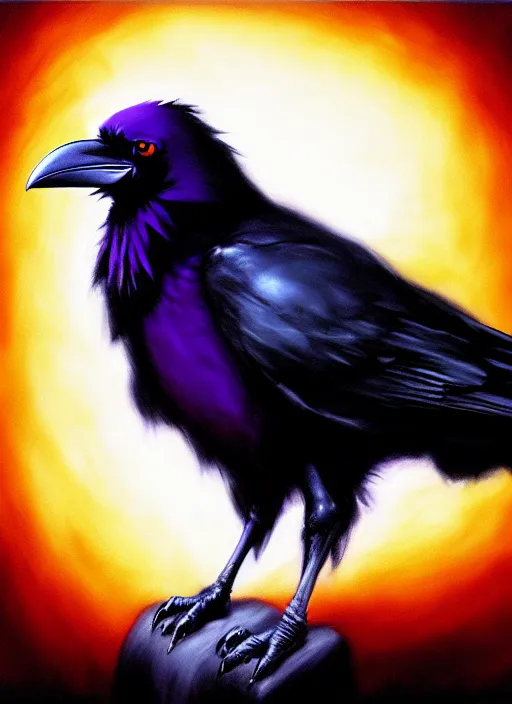 Image similar to a Raven Pokemon, by Casey Baugh, Steve Caldwell, Gottfried Helnwein, and Artgerm, 8k resolution, masterpiece work.