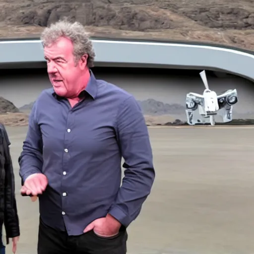 Prompt: Jeremy Clarkson reviewing a Tie Fighter, Star wars, Top Gear, 8k, high quality