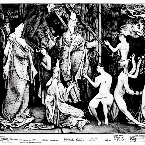 Prompt: dslr photo of pagan rituals, high resolution, f 2. 8, iso 4 0 0,, 4 k, photorealistic, cinematic, masterpiece, by aubrey beardsley,