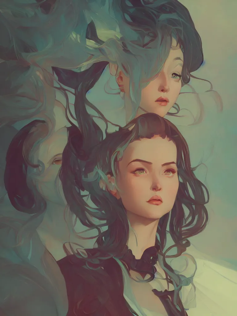 Image similar to portrait of a character from arcane, stylized, cinematic, ambient lighting, 4 k, lois van baarle, ilya kuvshinov, rossdraws, alphonse mucha, jung gi kim, artstation