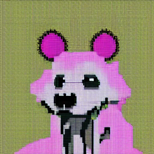 Prompt: pixel art of kawaii african wild dog that is pink, white, and cerulean, by Valeriya Sanchillo and Pixel Jeff