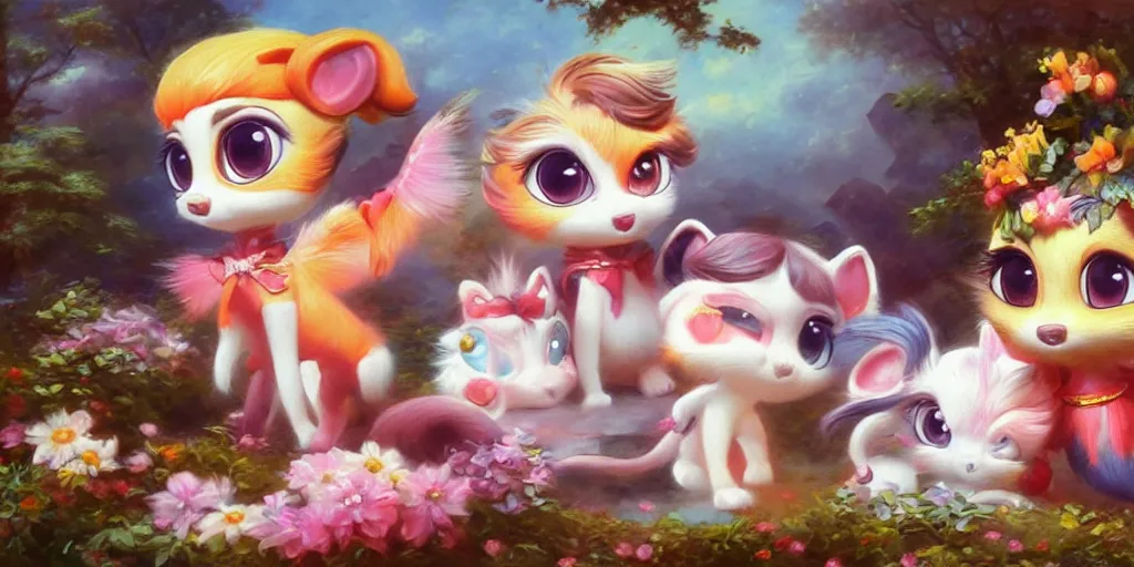 Image similar to 3 d littlest pet shop animal, mythology, japanese mascot, master painter and art style of noel coypel, art of emile eisman - semenowsky, art of edouard bisson