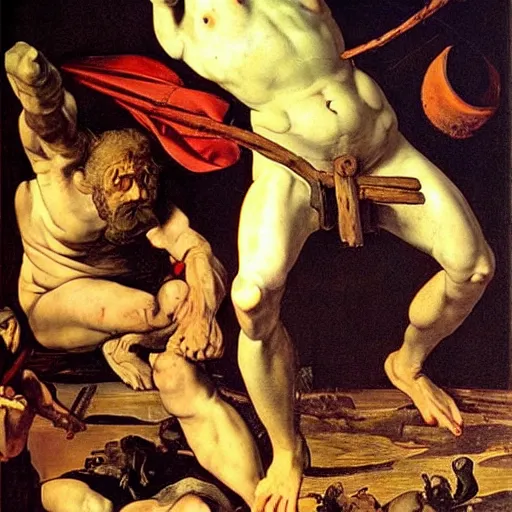 Prompt: the end of man apocalypse by caravaggio