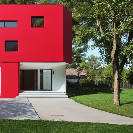 Image similar to a modern red house, architecture