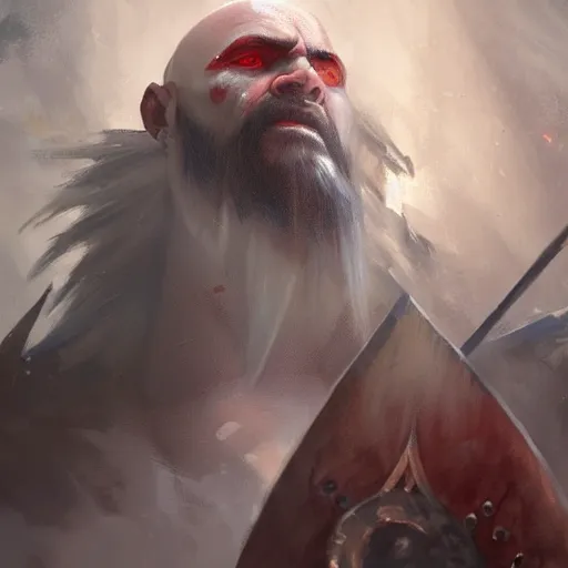 Image similar to oil painting of kratos in valhalla trending on artstation by greg rutkowski