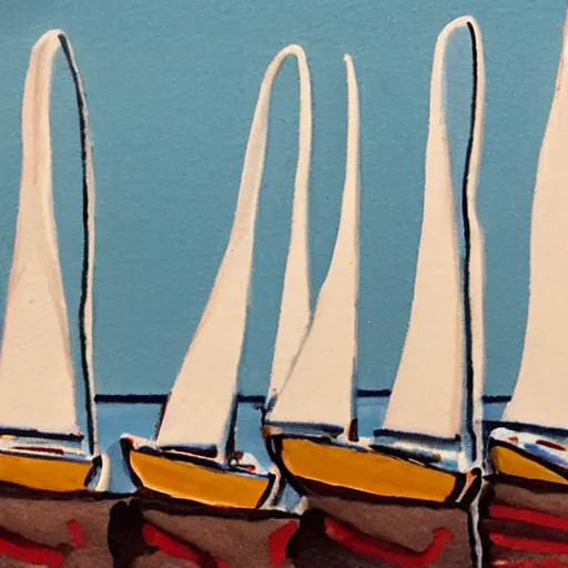 Image similar to sailboats, in the style of kelogsloops,