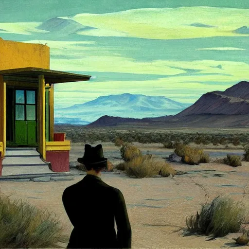 Image similar to fallout new vegas by edward hopper