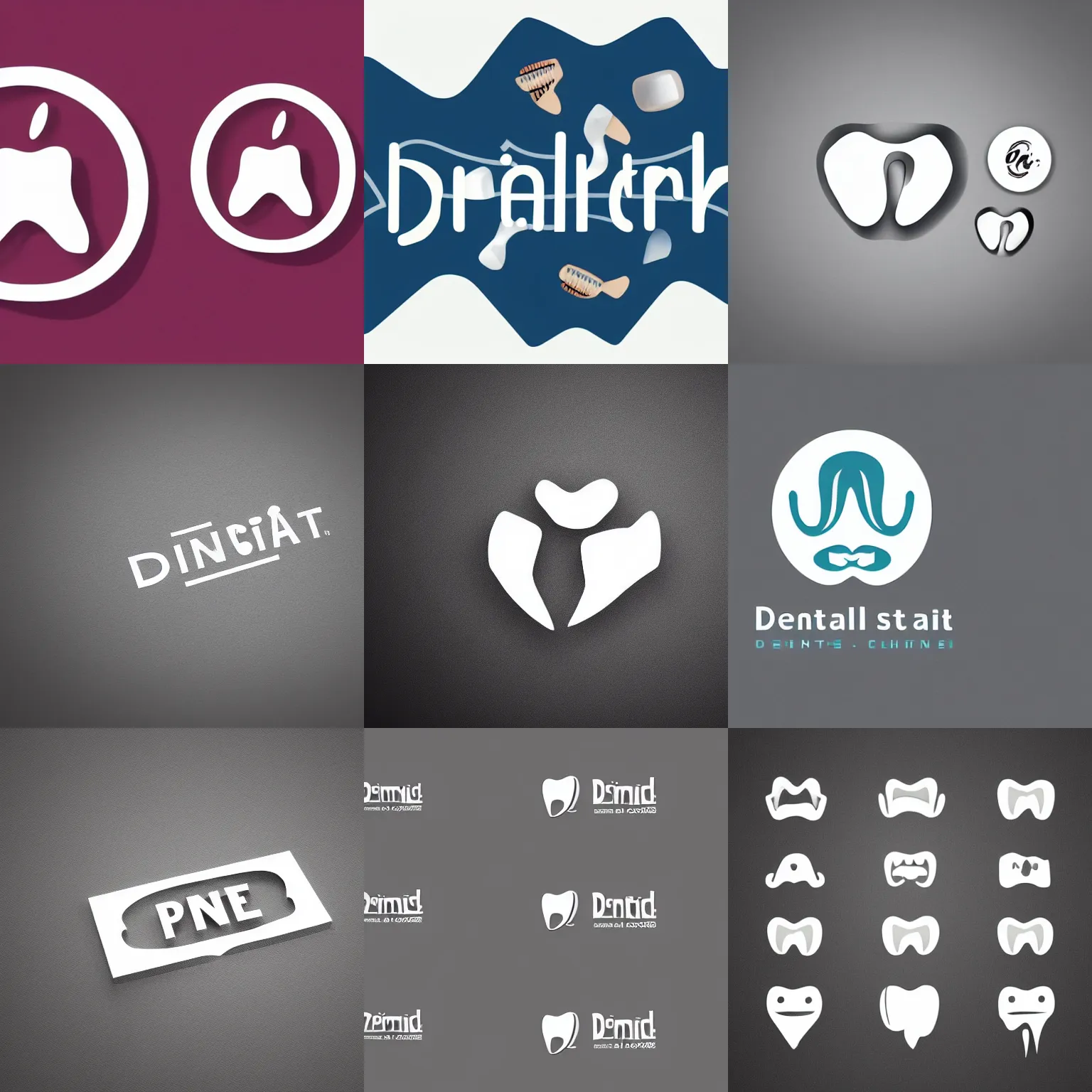 Prompt: dental clinic logo design, primitive shapes, trendy brand design