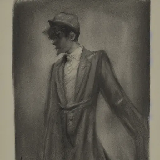 Image similar to occult detective by alfred stevens in charcoal