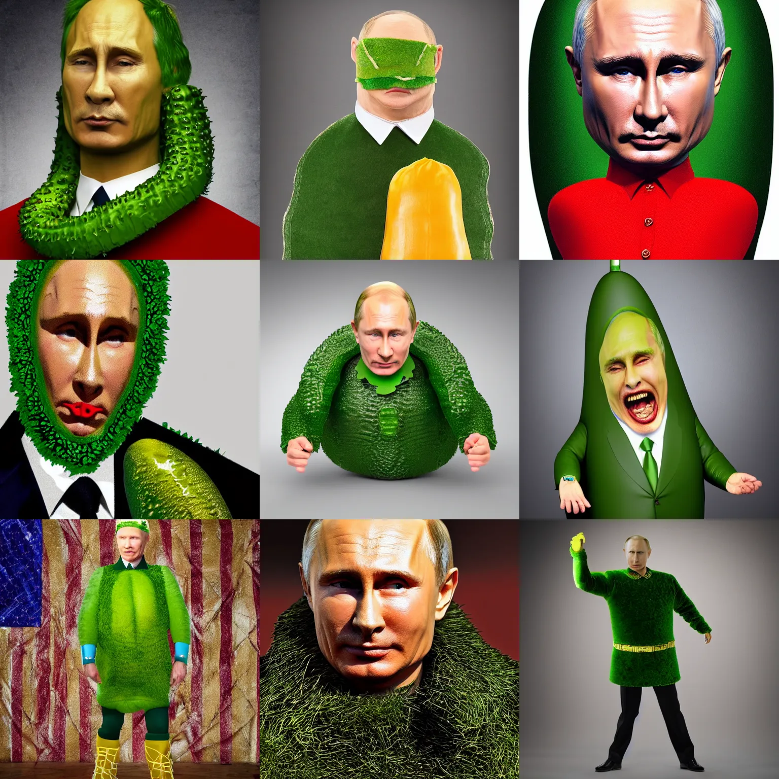 Image similar to putin wearing pickle costume, highly detailed, studio lighting, 4 k