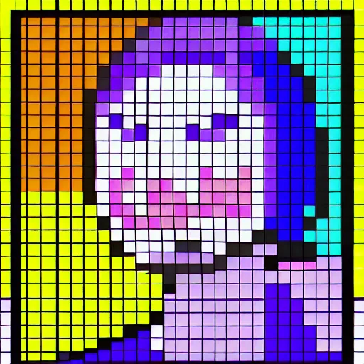 Prompt: pixel art waifu, grid, pixelated