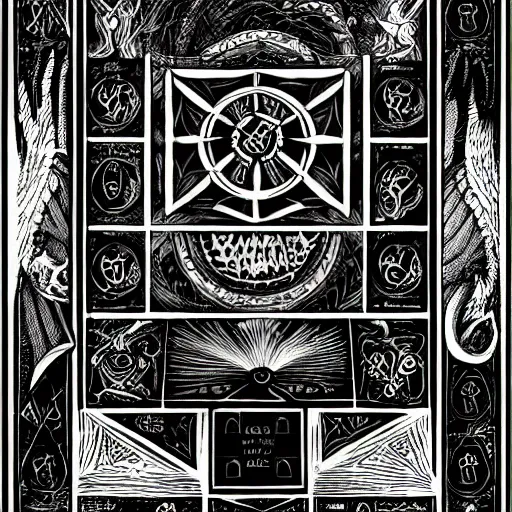 Image similar to occult spellbook, dark occult spells, hyperdetailed, 4k, intricate lines