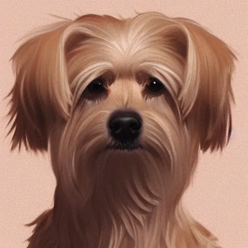 Prompt: a maltese terrier, concept art by guillermo martinez, artstation, golden hour, golden ratio portrait