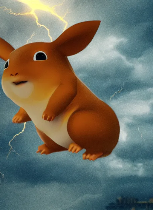 Prompt: raichu in a thunderstorm photo realistic 8k