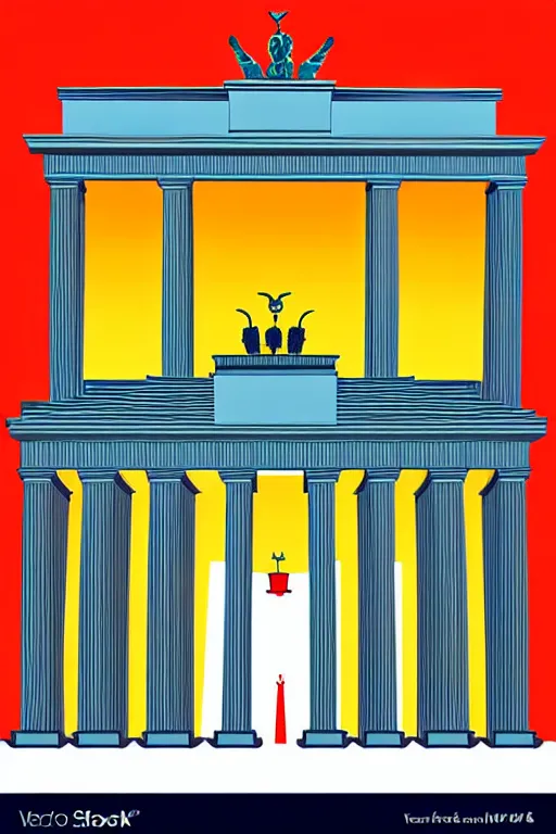 Prompt: minimalist boho style art of colorful brandenburg gate, illustration, vector art