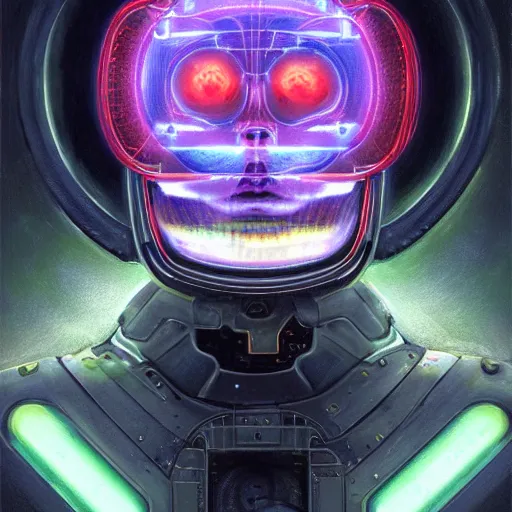 Image similar to tesla power armor realistic cyborg anthropomorphic shiba inu scifi kirlian photography electric field glowing, cyberpunk, portrait art by donato giancola and greg rutkowski, realistic face, glowing in tesla electricity visible magnetic field, digital art, trending on artstation, symmetry