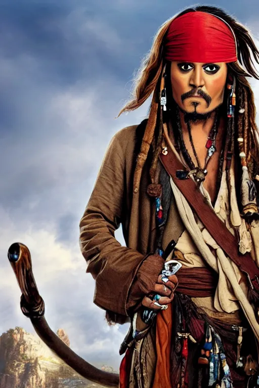 Image similar to jack sparrow in the style of monkey island