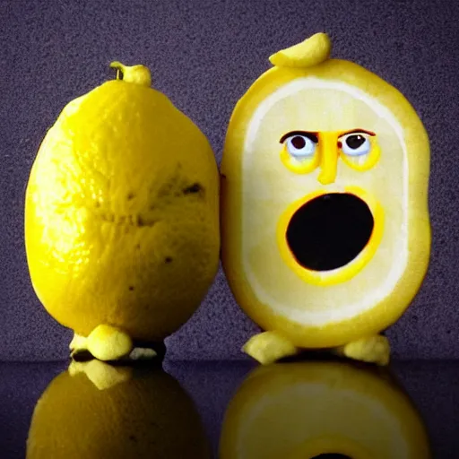 Image similar to john lennon as a lemon mixed with a lemon looks like a lemon, lemon