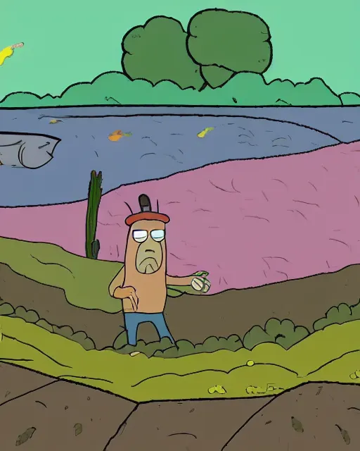 Image similar to Rainbow Trout farmer animated by Justin Roiland